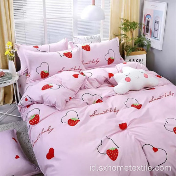 Desain Stripes Dicetak untuk Set Tempat Tidur